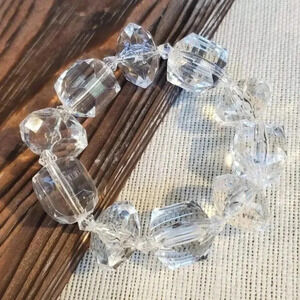 Chunky Clear Vintage Lucite Beads Stretch Bracelet